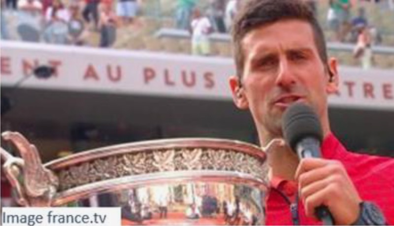 J° 013  Novak DJOKOVIĆ, un champion qui témoigne de qualités particulières, qui font honneur à un pays, trop souvent dénigré.